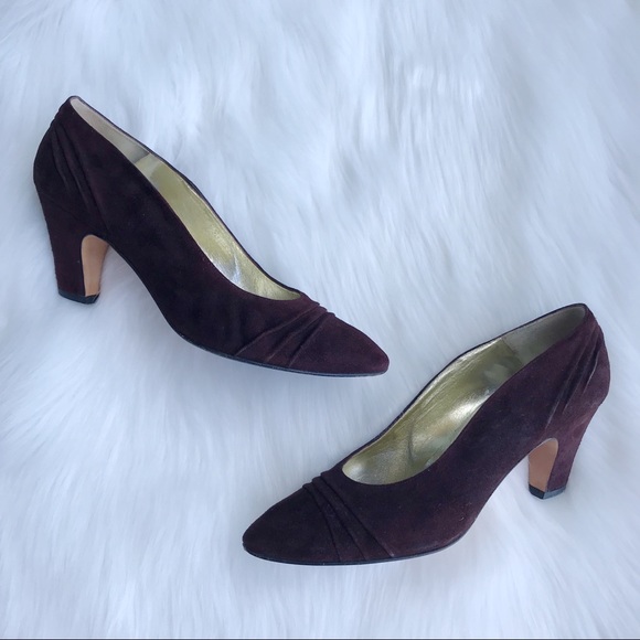 Escada VINTAGE Burgundy Suede Pumps - Picture 4 of 8